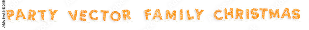 Word Party, Family, Christmas made of flying helium balloon with ribbons Word Party, Family, Christmas made of flying helium balloon with ribbons