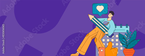 Virtual characters social communication concept business flat vector hand drawn illustration

