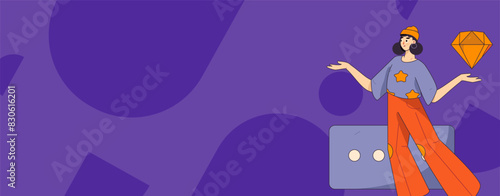 Virtual characters social communication concept business flat vector hand drawn illustration
