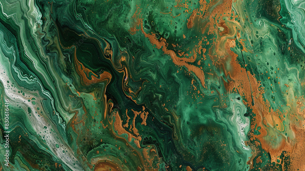 Closeup of rich green and earthy brown abstract painting, showcasing oil and acrylic techniques, Closeup of rich green and earthy brown abstract painting, showcasing oil and acrylic techniques,