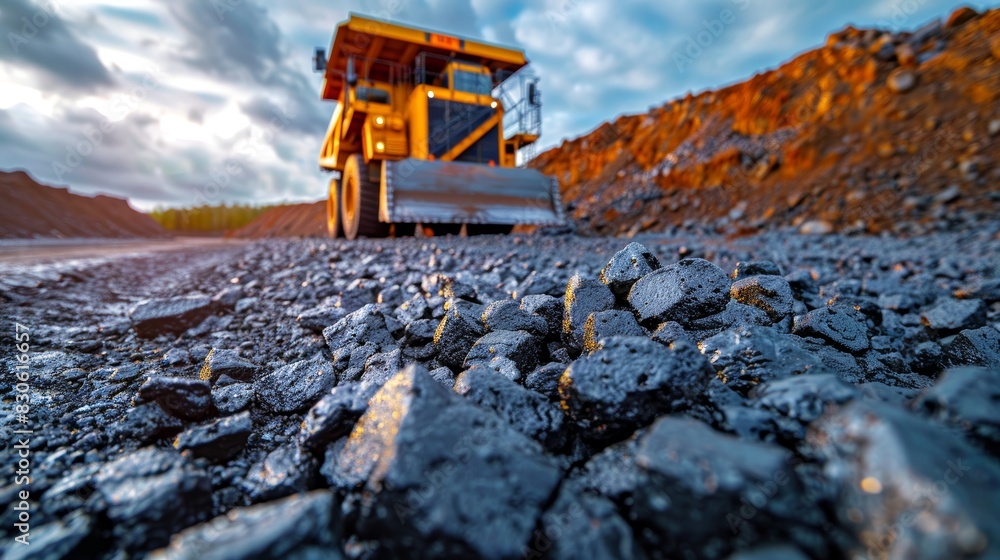 Obraz premium Rugged Landscape of Iron Ore Deposits Generative AI