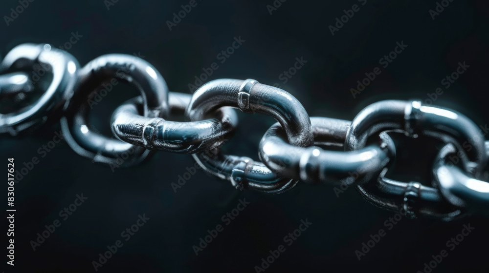 Steel chain with black background Steel chain with black background