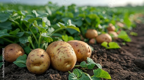 Lush Potato Field Under Open Skies Generative AI