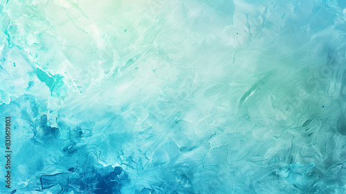 Cool-toned abstract art with icy blue and mint green acrylic strokes,