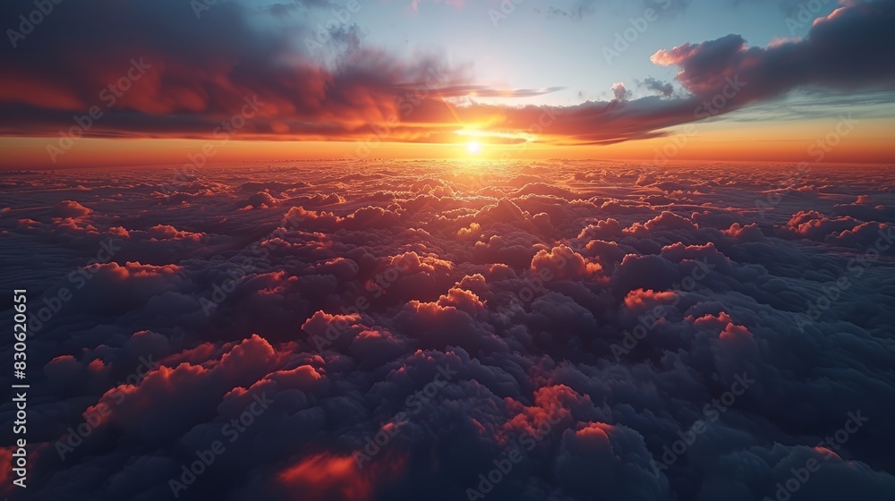 Breathtaking Sunset View from Airplane Above the Clouds Generative AI Breathtaking Sunset View from Airplane Above the Clouds Generative AI