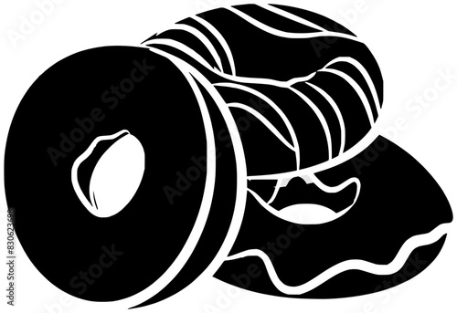 food illustration chocolate silhouette bakery logo doughnut icon indonesia outline dessert cream donut sugar cake biscuit vanilla snack breakfast shape background nut glaze for vector graphic