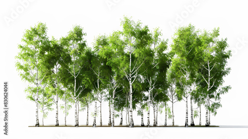 Silver birch Trees isolated on white background  tropical trees isolated used for design  advertising and architecture