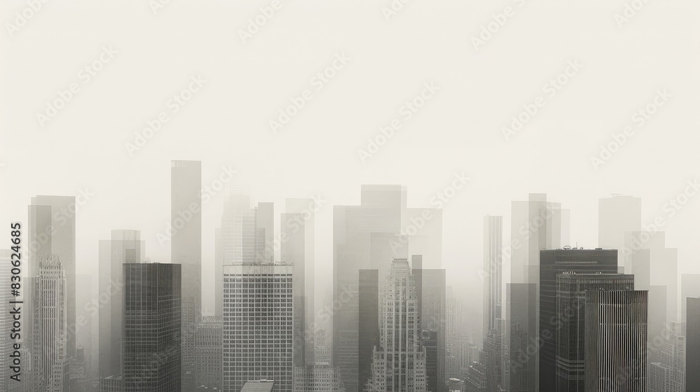 Black and White Photograph of New York City Skyline at Night Black and White Photograph of New York City Skyline at Night