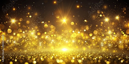 Luxurious yellow particle and sparkle light design on a background