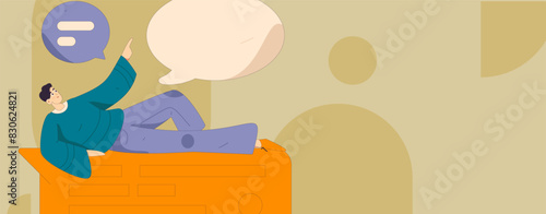 Virtual characters social communication concept business flat vector hand drawn illustration
