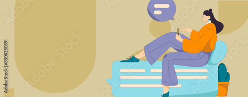 Virtual characters social communication concept business flat vector hand drawn illustration
