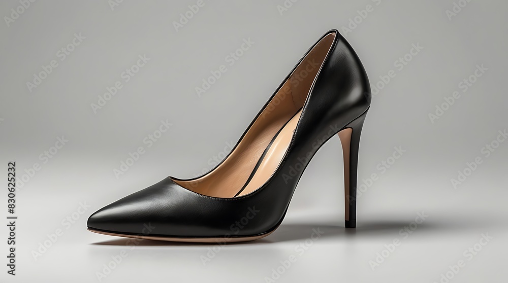 pair of black high heel shoes with a pointed toe. pair of black high heel shoes with a pointed toe.