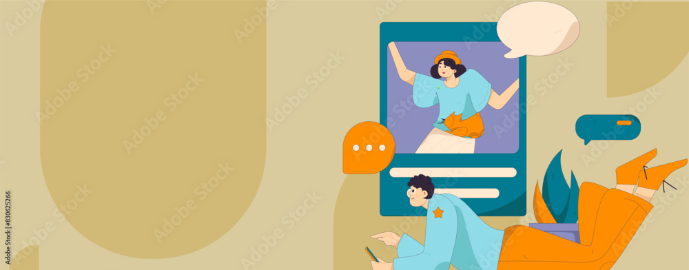 Virtual characters social communication concept business flat vector hand drawn illustration
Virtual characters social communication concept business flat vector hand drawn illustration