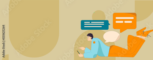 Virtual characters social communication concept business flat vector hand drawn illustration
