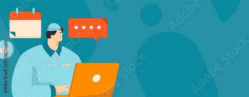 Virtual characters social communication concept business flat vector hand drawn illustration
