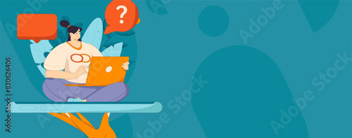 Virtual characters social communication concept business flat vector hand drawn illustration

