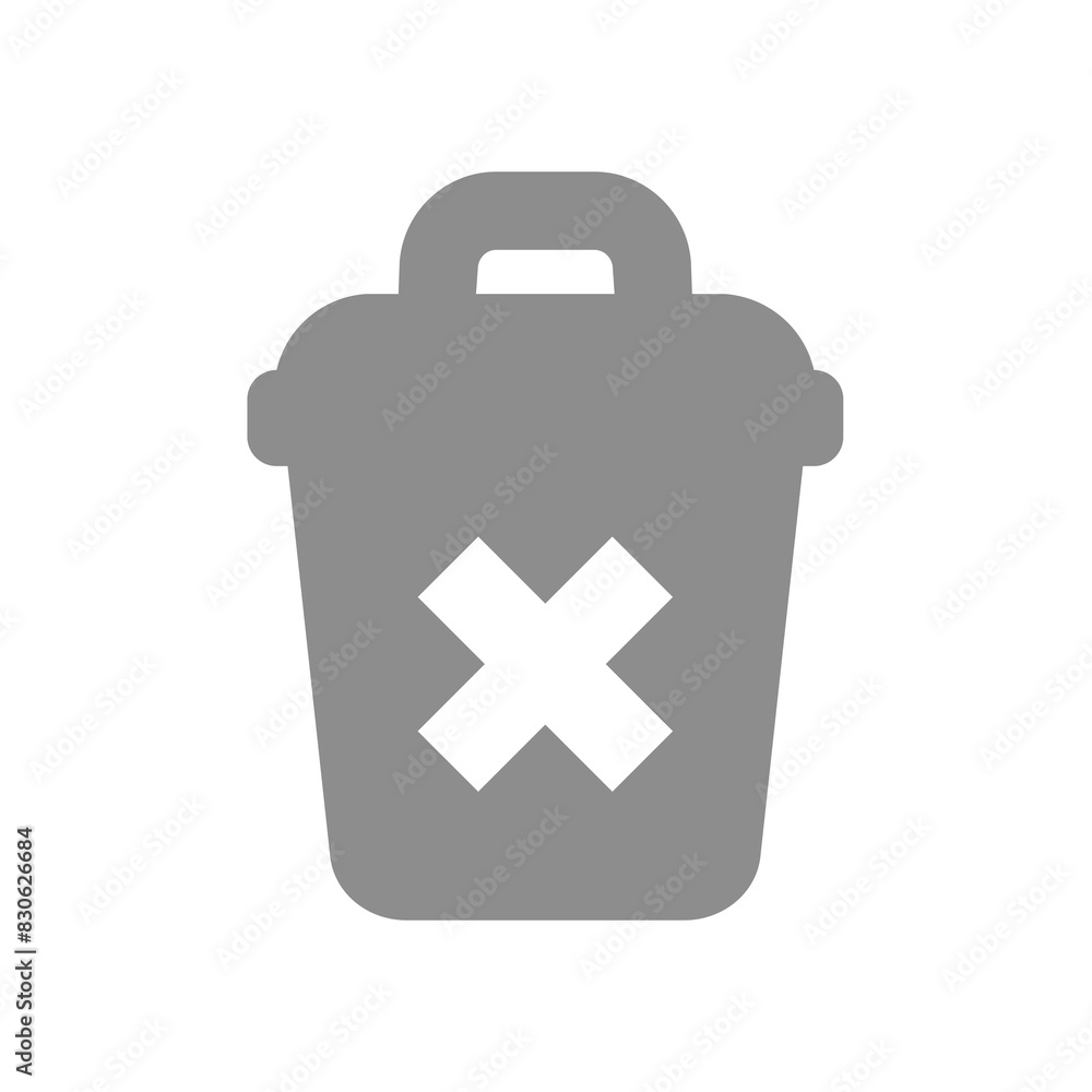 Fototapeta premium Delete garbage bin vector icon. Rubbish, dustbin with cross symbol.