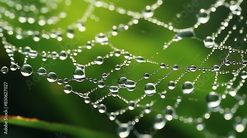 Dew Drops Glistening on a Spider Web in the Early Morning Light