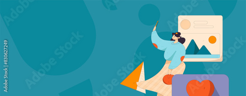 Virtual characters social communication concept business flat vector hand drawn illustration
