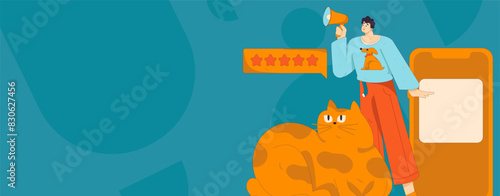 Virtual characters social communication concept business flat vector hand drawn illustration
