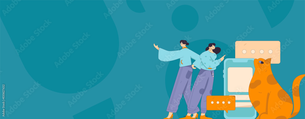 Virtual characters social communication concept business flat vector hand drawn illustration
Virtual characters social communication concept business flat vector hand drawn illustration