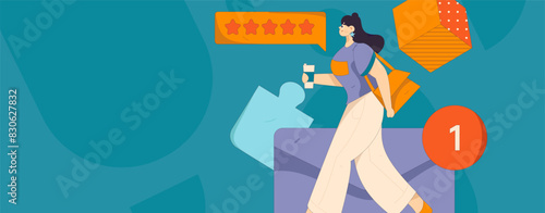 Virtual characters social communication concept business flat vector hand drawn illustration
