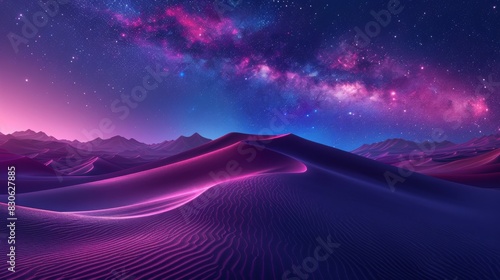 Purple Sand Curves Under Bright Blue Sky with Glitch Textures, Dark Navy and Blue Details, Feather Rendering, UHD Image, Tactile Surfaces, Glowing Neon Minimalism Mobile Wallpaper