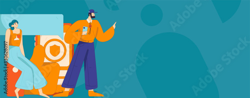 Virtual characters social communication concept business flat vector hand drawn illustration
