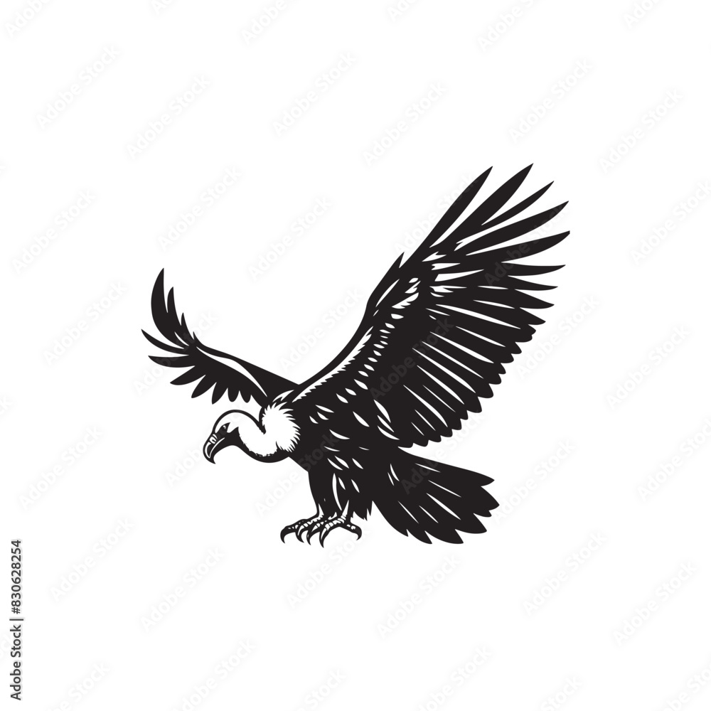 Obraz premium Grand Soar: Black Vector Silhouette of a Condor, Master of the Skies in Majestic Flight.- Condor Vector - Condor Illustration.