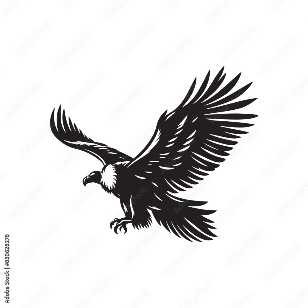 Fototapeta premium Grand Soar: Black Vector Silhouette of a Condor, Master of the Skies in Majestic Flight.- Condor Vector - Condor Illustration.