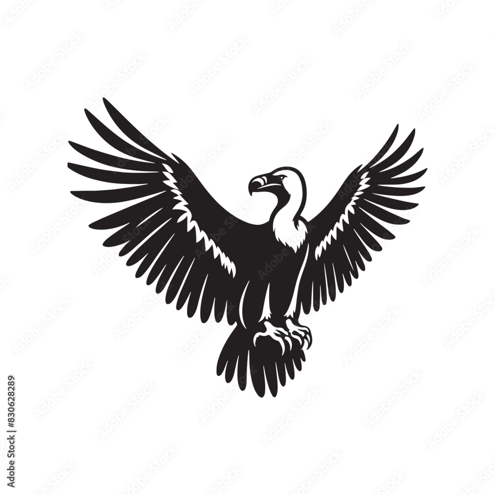 Fototapeta premium Grand Soar: Black Vector Silhouette of a Condor, Master of the Skies in Majestic Flight.- Condor Vector - Condor Illustration.