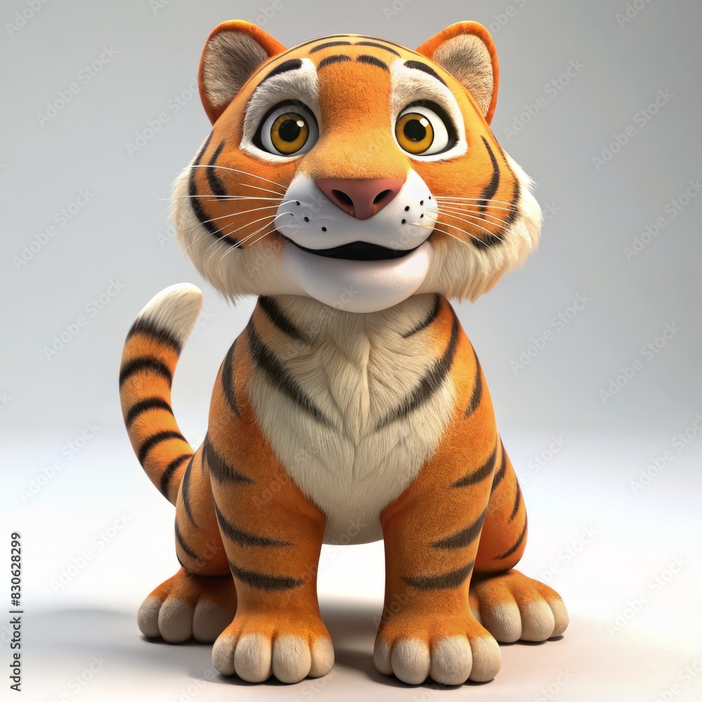 3D Render of a Surreal Tiger Mascot, on isolated white background, Generative AI 3D Render of a Surreal Tiger Mascot, on isolated white background, Generative AI