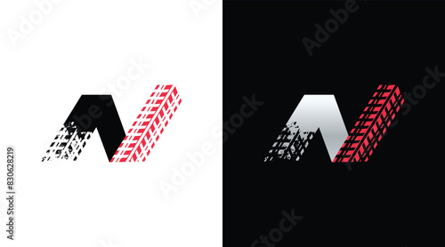 automotive 4x4 offroad logo template. Letter wheel vector