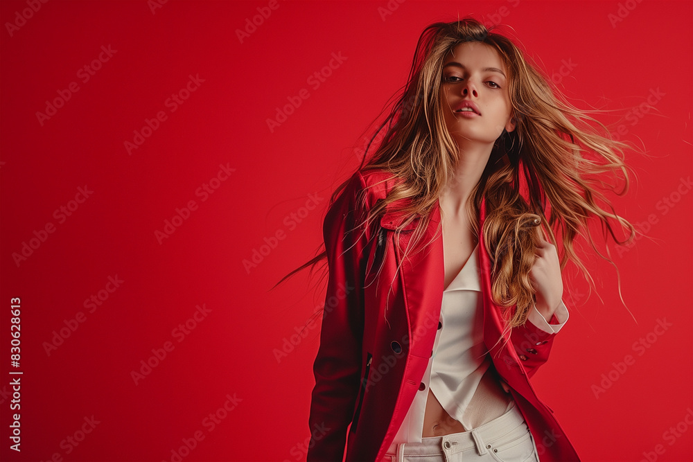 Fototapeta premium fashion model in fashion show walking portrait high fashion isolated