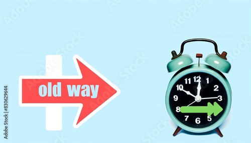 Old Way Arrow and Clock with Green Arrow