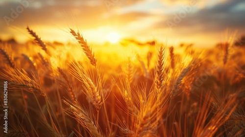 Sunset Symphony over a Majestic Wheat Field