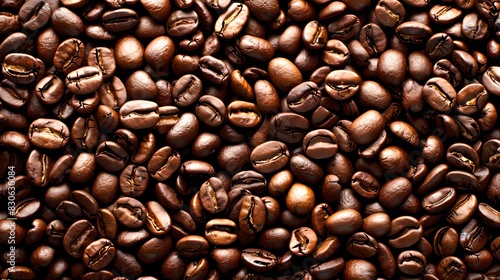 Close-up image of roasted coffee beans. Perfect for coffee shops and cafes. High-quality texture for backgrounds and advertising. Excellent resolution for creative projects. AI photo