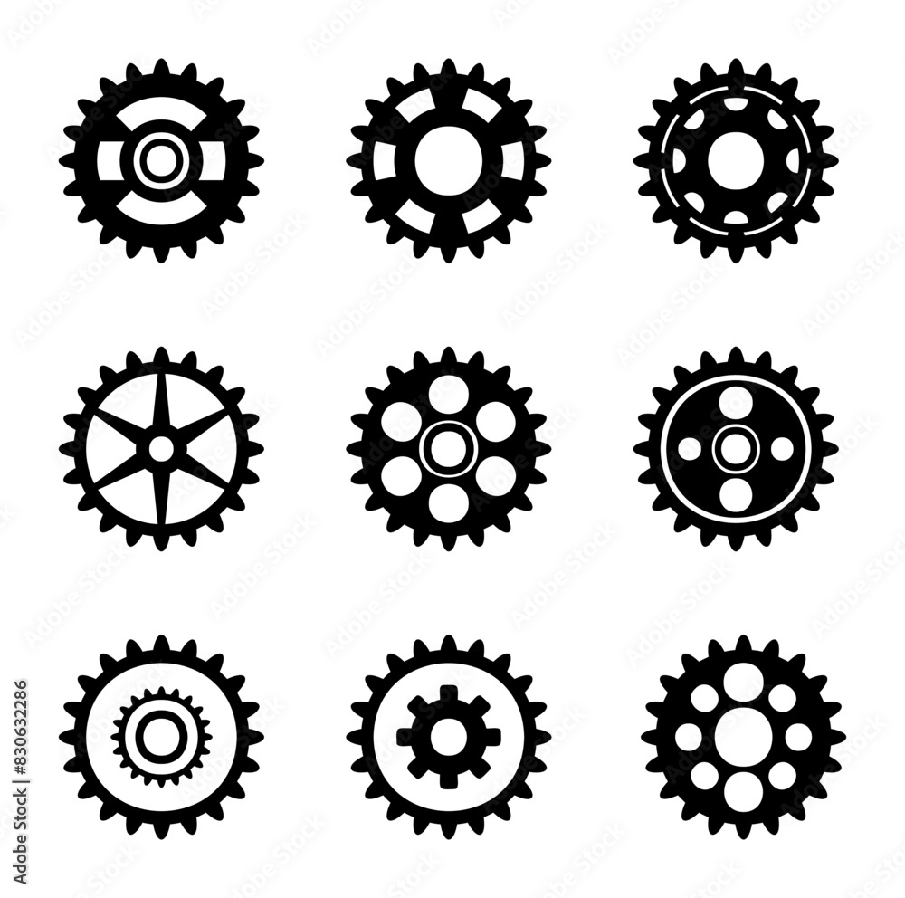 Black and white gears. Working mechanism