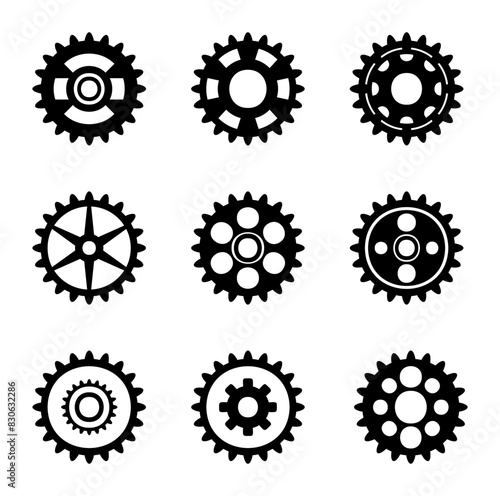 Black and white gears. Working mechanism