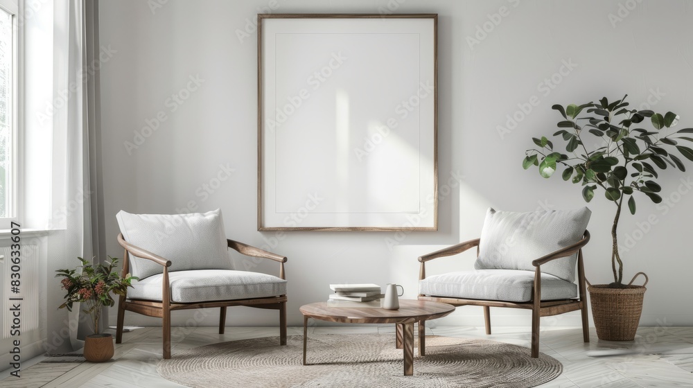 Two armchairs and coffee table.