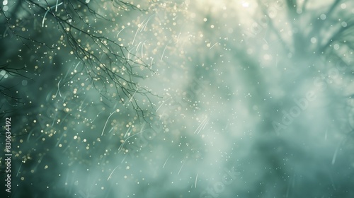 Translucent veils of mist hang suspended in the air, catching the light in shimmering wisps of silver and gold, creating an ethereal aura of mystery and enchantment.