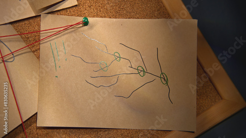 Cuadro en lienzo Board with notes and threads