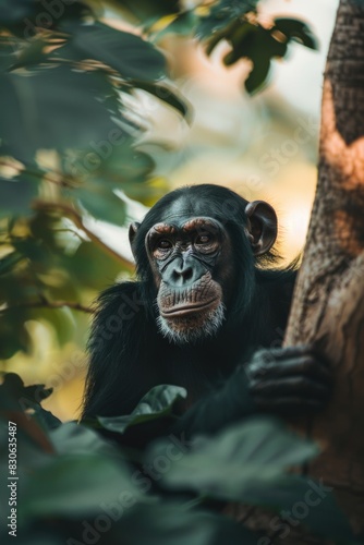 closeup shot of a monkey on the tree © Xkerz