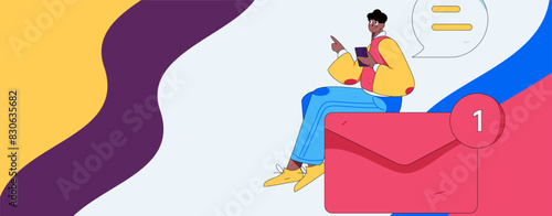 Virtual characters social communication concept business flat vector hand drawn illustration
