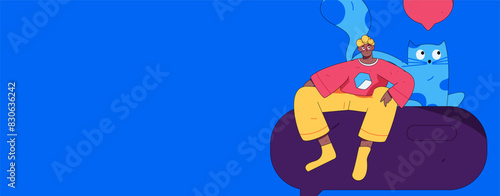 Virtual characters social communication concept business flat vector hand drawn illustration
