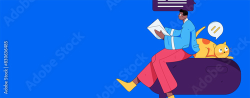 Virtual characters social communication concept business flat vector hand drawn illustration

