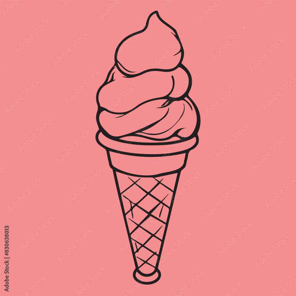 icecream line art vector stylish delicious in pink and black icecream line art vector stylish delicious in pink and black