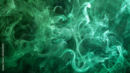 Dancing emerald green smoke, vibrant and dynamic for artistic impact,