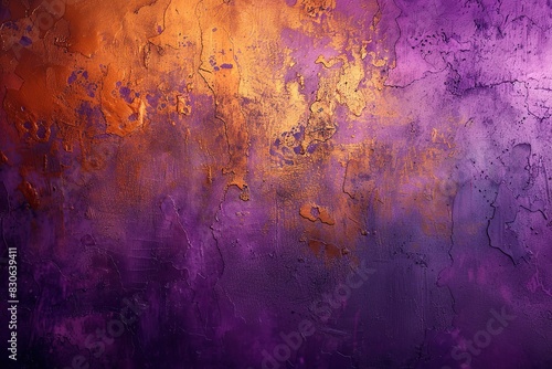 Abstract Texture Orange Purple concrete wall. Copy space. Close-up. Rusty, rough surface, grain. Copy space. Wallpaper elegant antique paint. Luxury label for advertising product display. Wide banner.