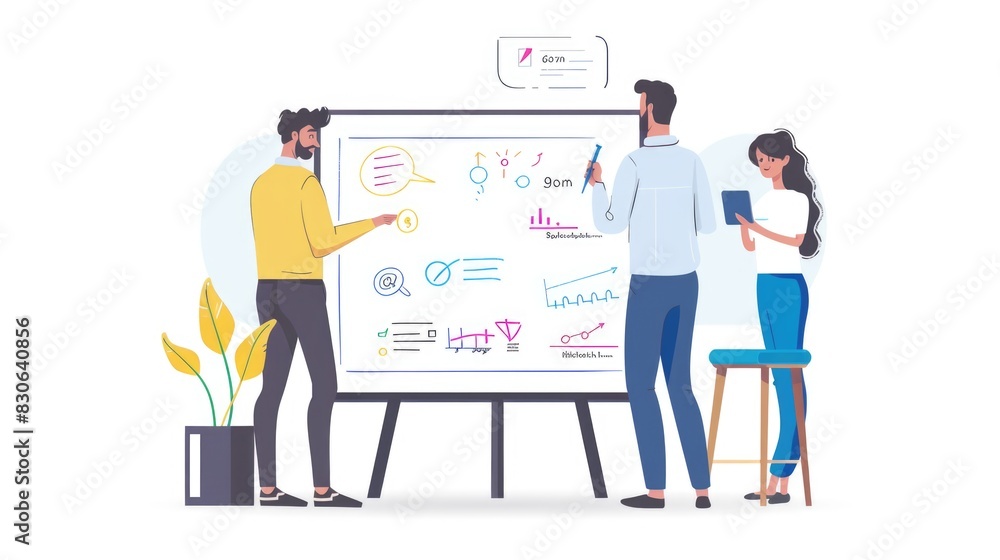Team Collaborating on Digital Whiteboard Team Collaborating on Digital Whiteboard